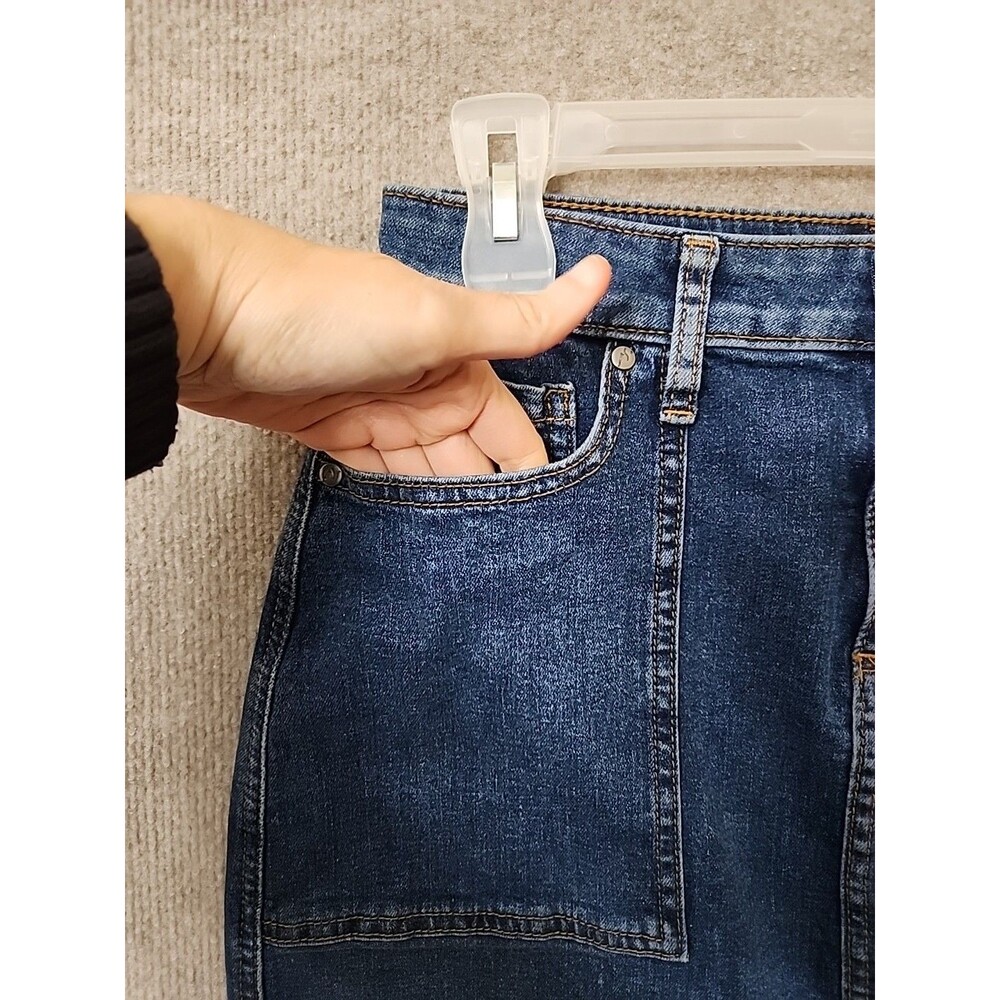 Simply Vera Wang Two-Tone Denim Skirt Womens Small Petite Blue Front Slit NEW - Picture 4 of 11